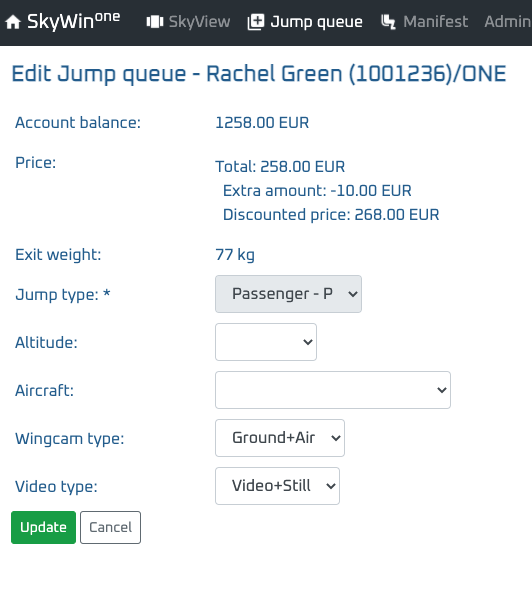 Edit jump queue entry