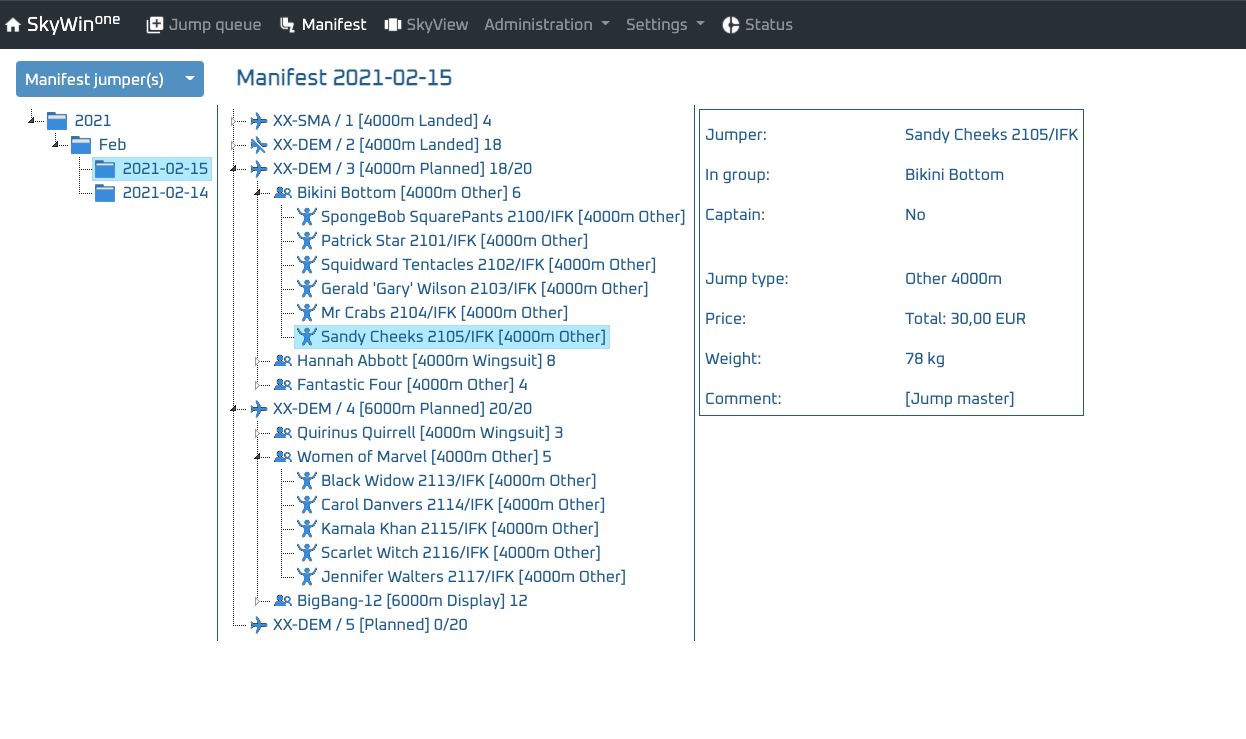 SkyWinOne Manifest
