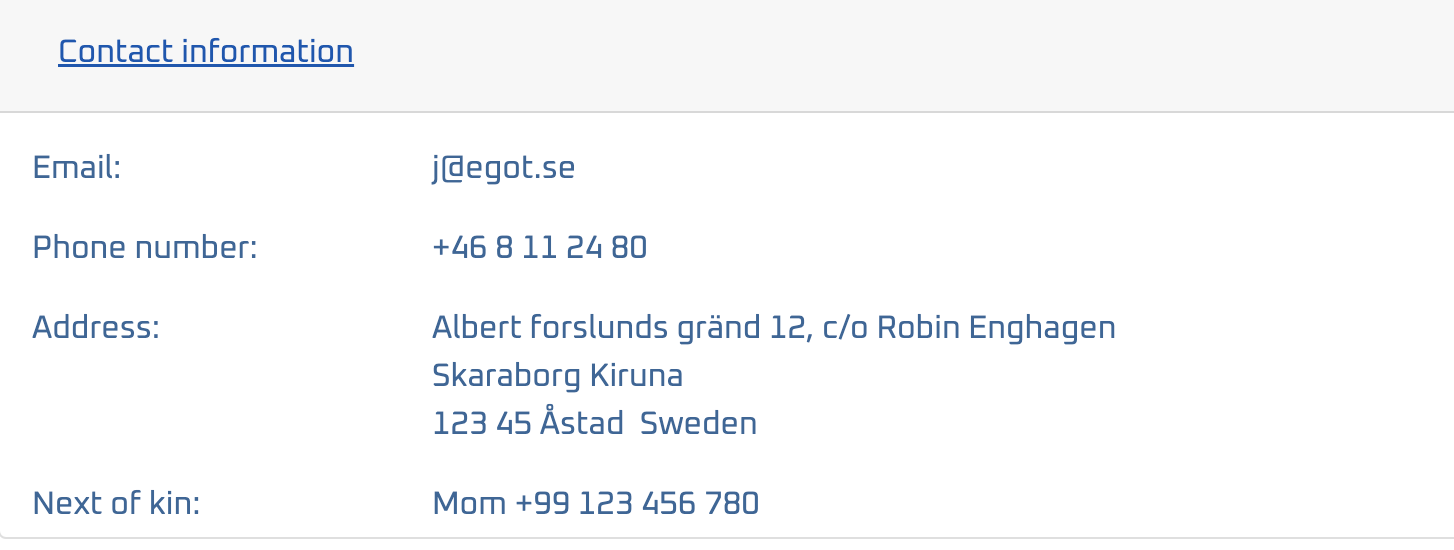 Contact information