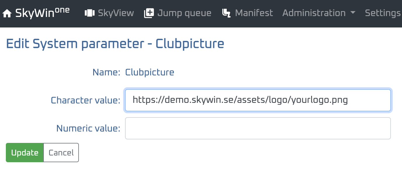 Club picture system parameter
